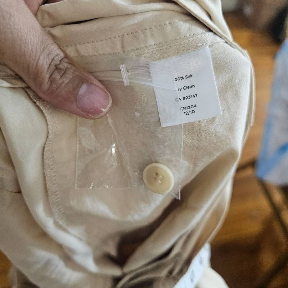 Talbots Size 18 Silk Dress Pants Beige Zip Straight Leg NEW $156 - Picture 7 of 10